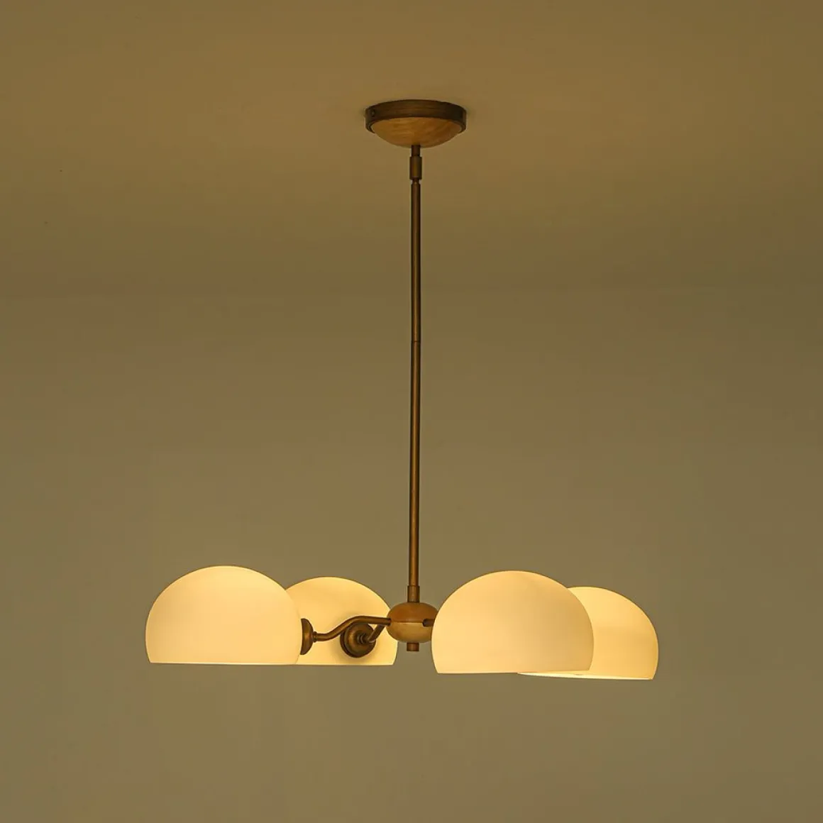 French Country 4-Light Frosted Glass Round Sputnik Chandelier