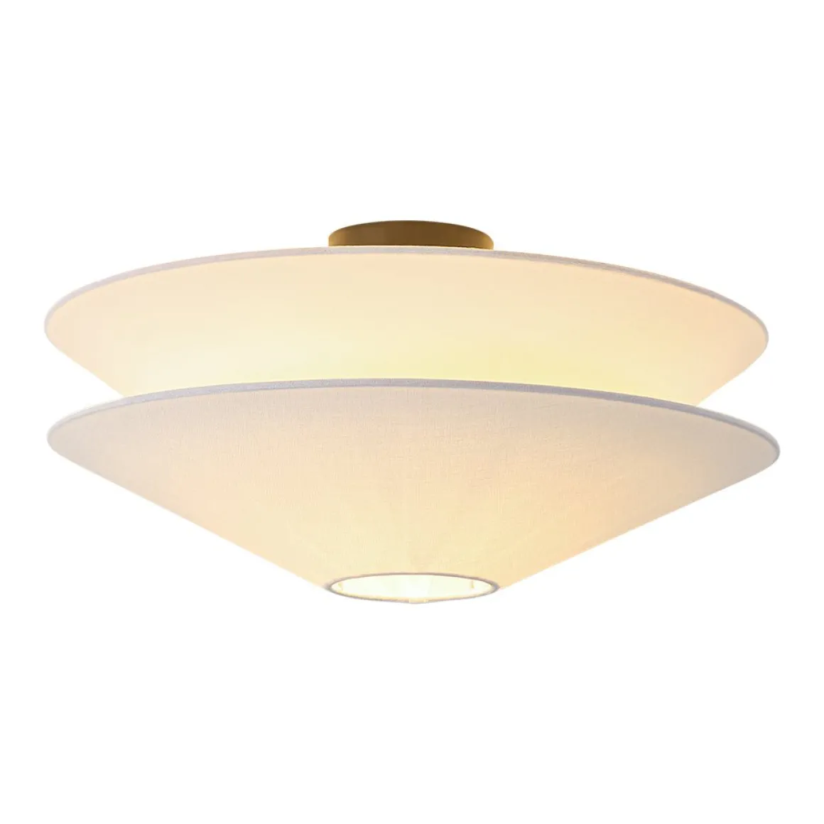 French Country 2-Tier White Linen Conical Semi Flush Mount