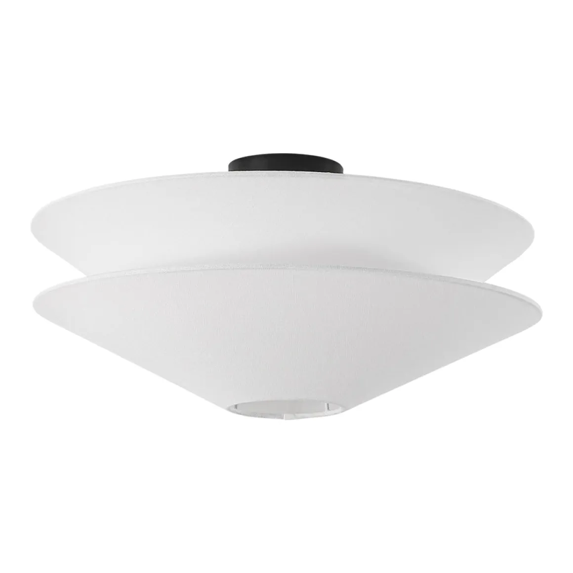 French Country 2-Tier White Linen Conical Semi Flush Mount
