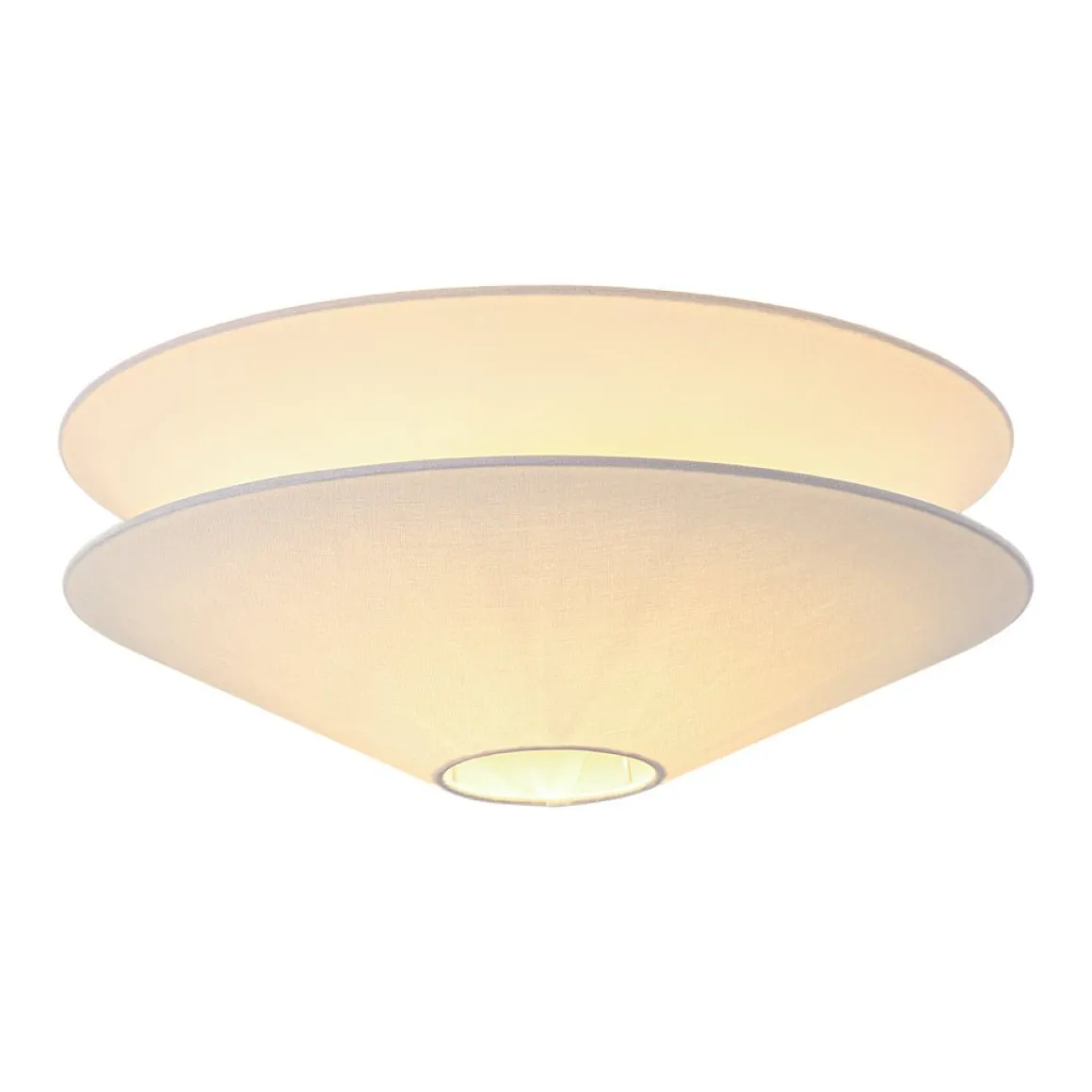 French Country 2-Tier White Linen Conical Semi Flush Mount
