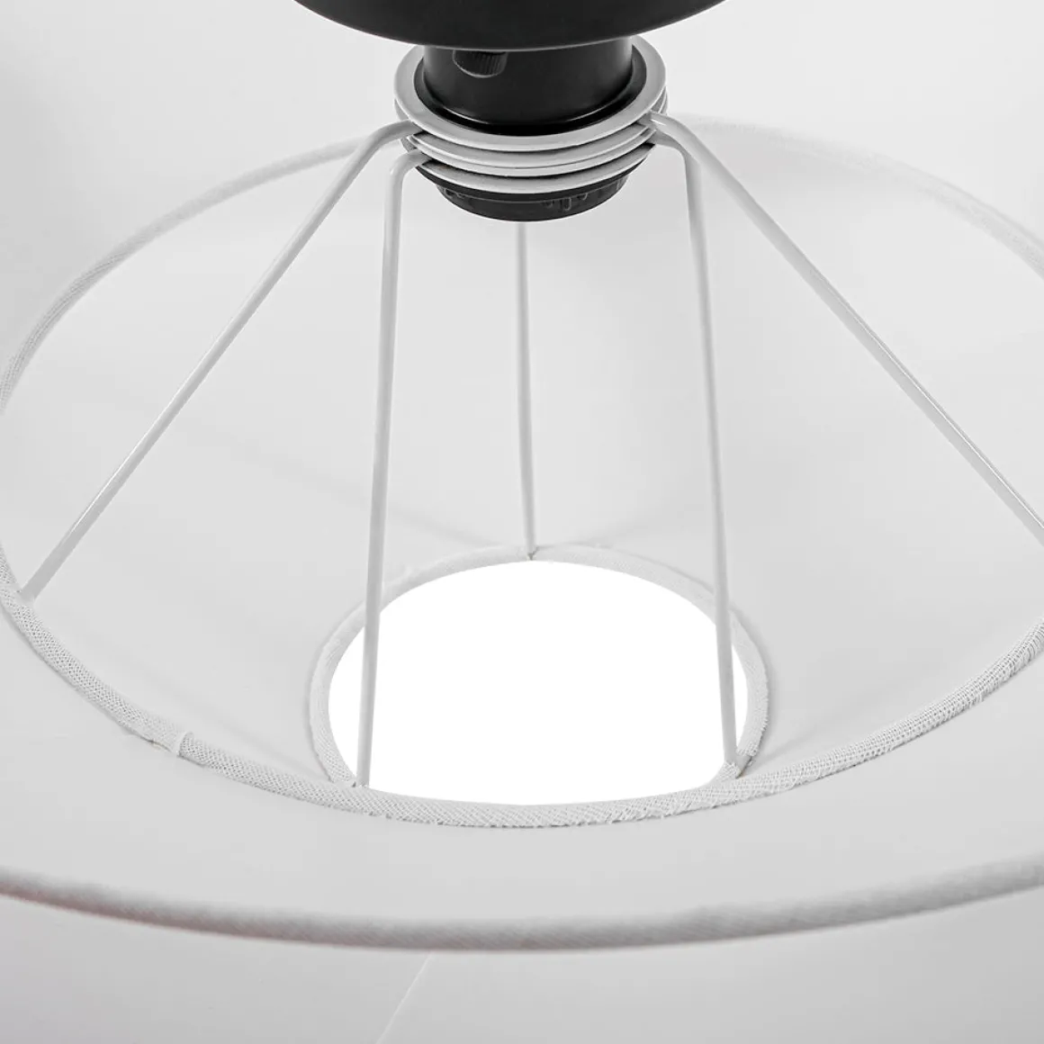 French Country 2-Tier White Linen Conical Semi Flush Mount
