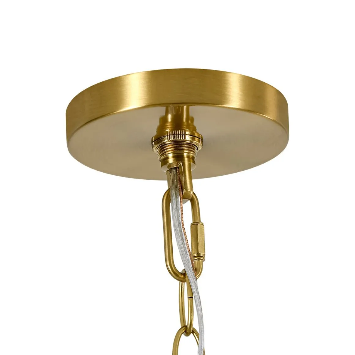 French Country White Wood Brass Iron Candle Chandelier