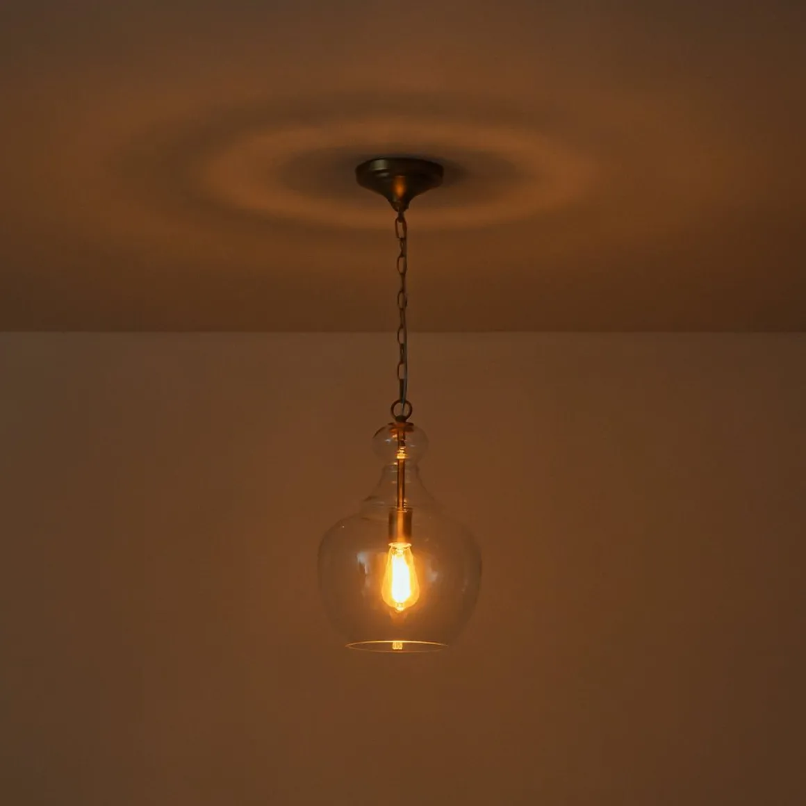 French Farmhouse 1-Light Glass Bell Kitchen Pendant Light