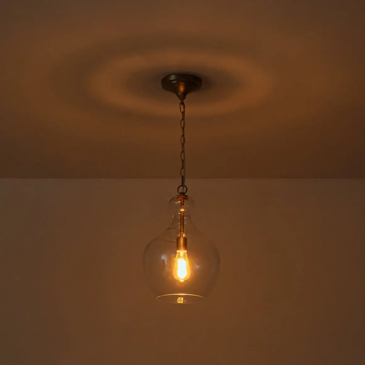 French Farmhouse 1-Light Glass Bell Kitchen Pendant Light