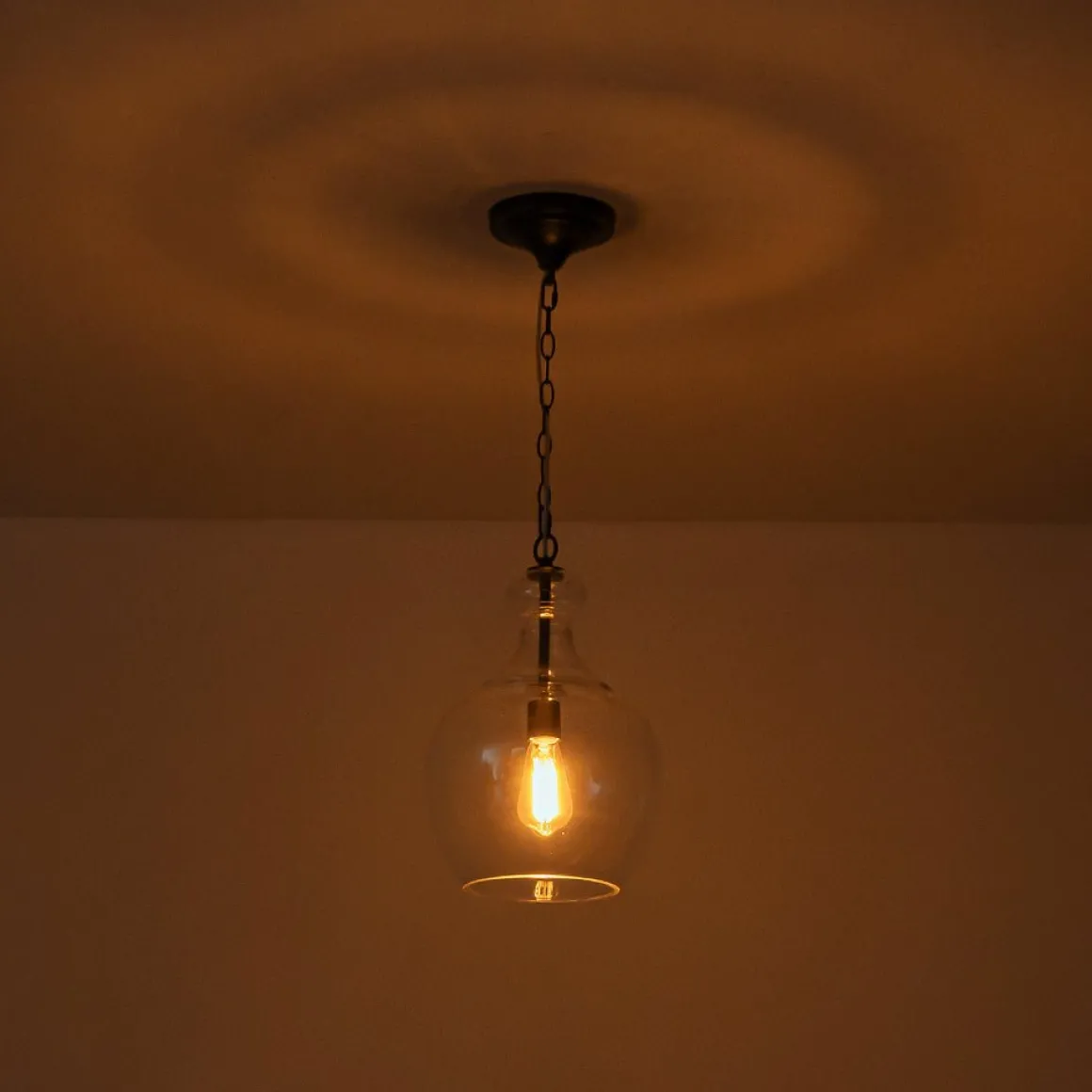 French Farmhouse 1-Light Glass Bell Kitchen Pendant Light