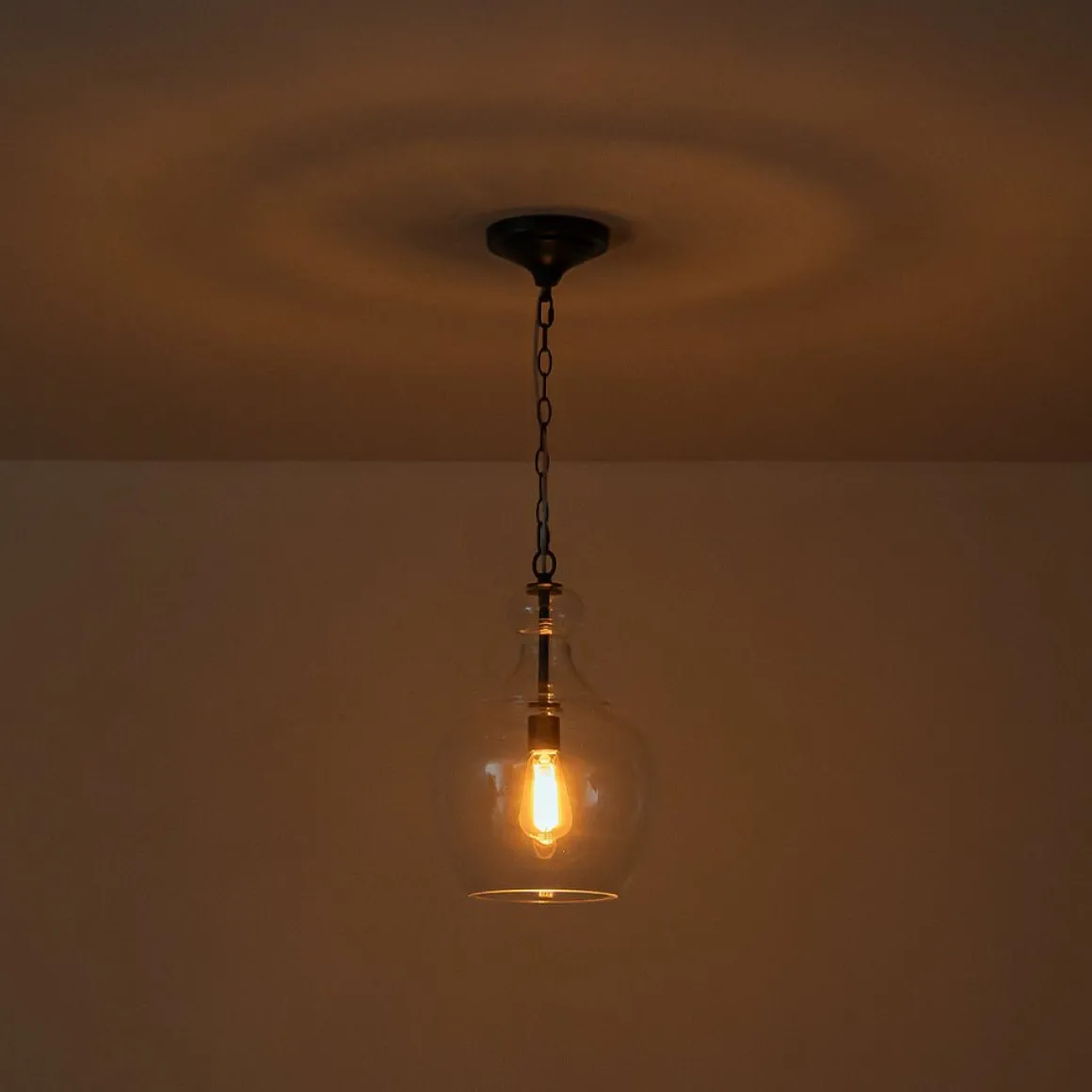 French Farmhouse 1-Light Glass Bell Kitchen Pendant Light