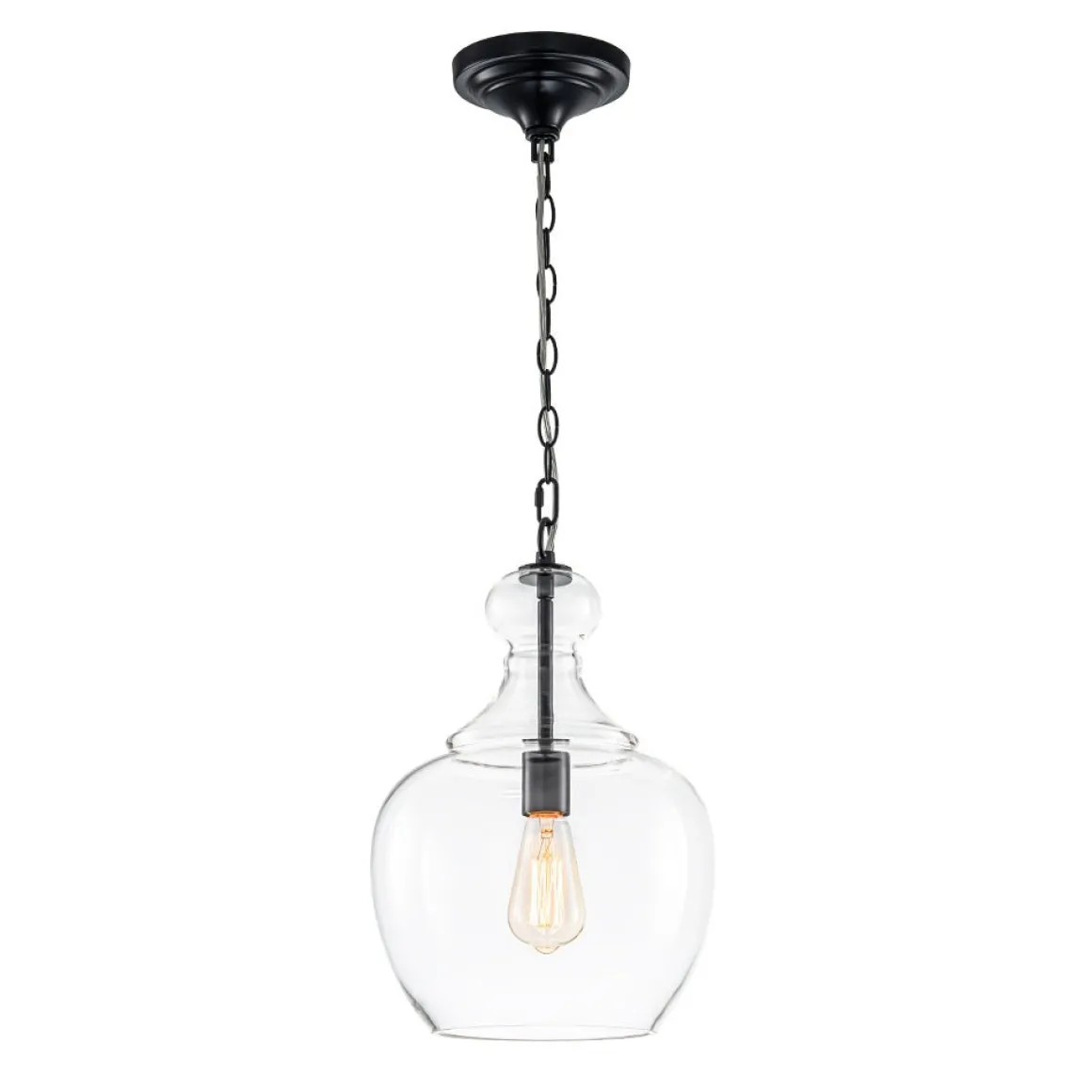 French Farmhouse 1-Light Glass Bell Kitchen Pendant Light