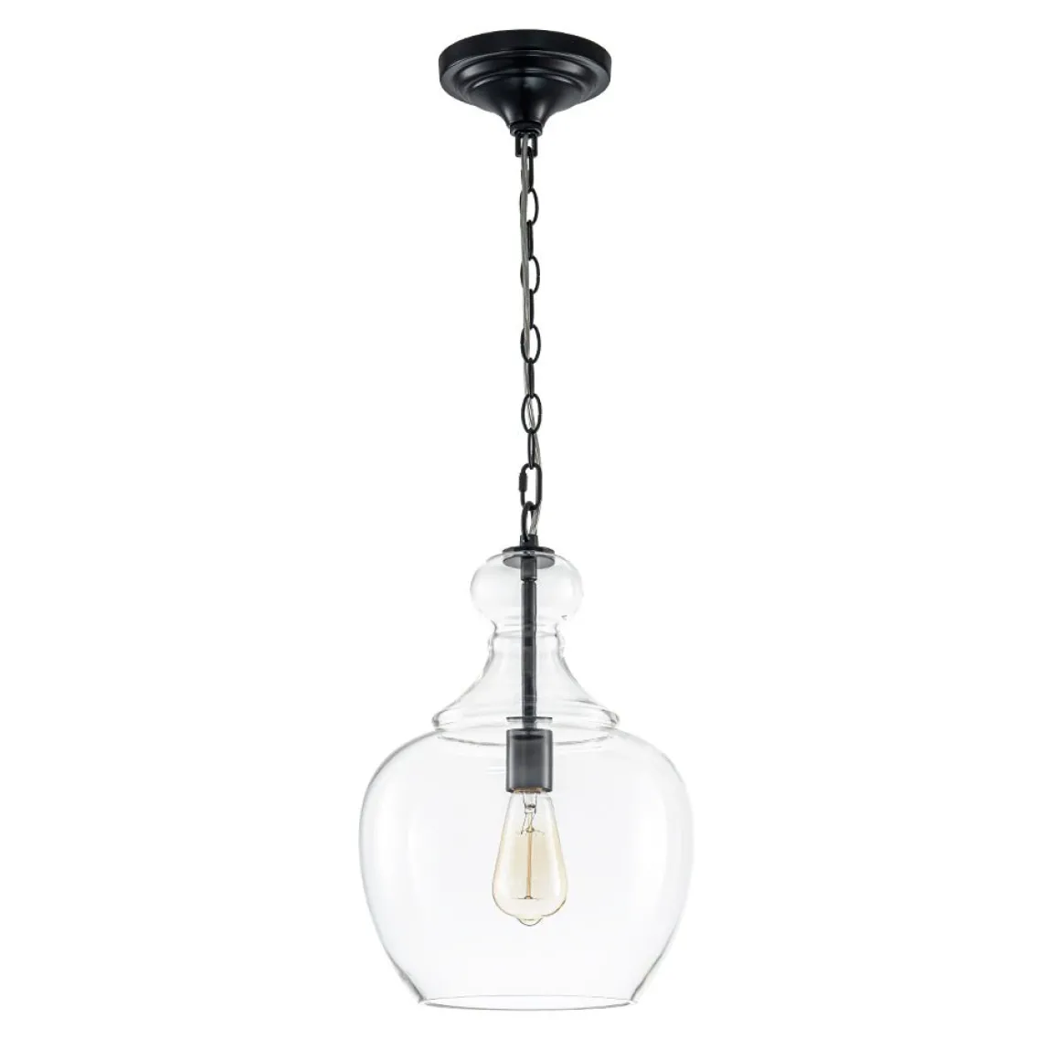 French Farmhouse 1-Light Glass Bell Kitchen Pendant Light