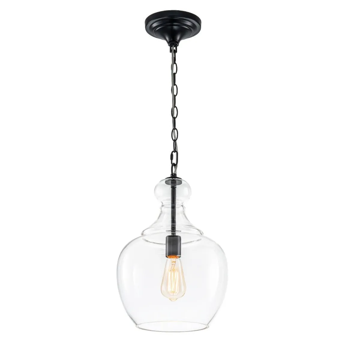 French Farmhouse 1-Light Glass Bell Kitchen Pendant Light