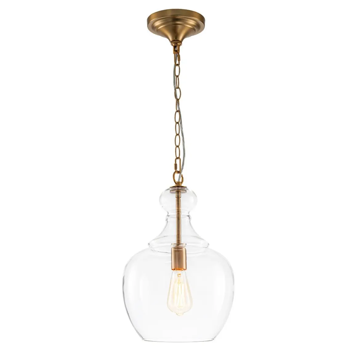 French Farmhouse 1-Light Glass Bell Kitchen Pendant Light