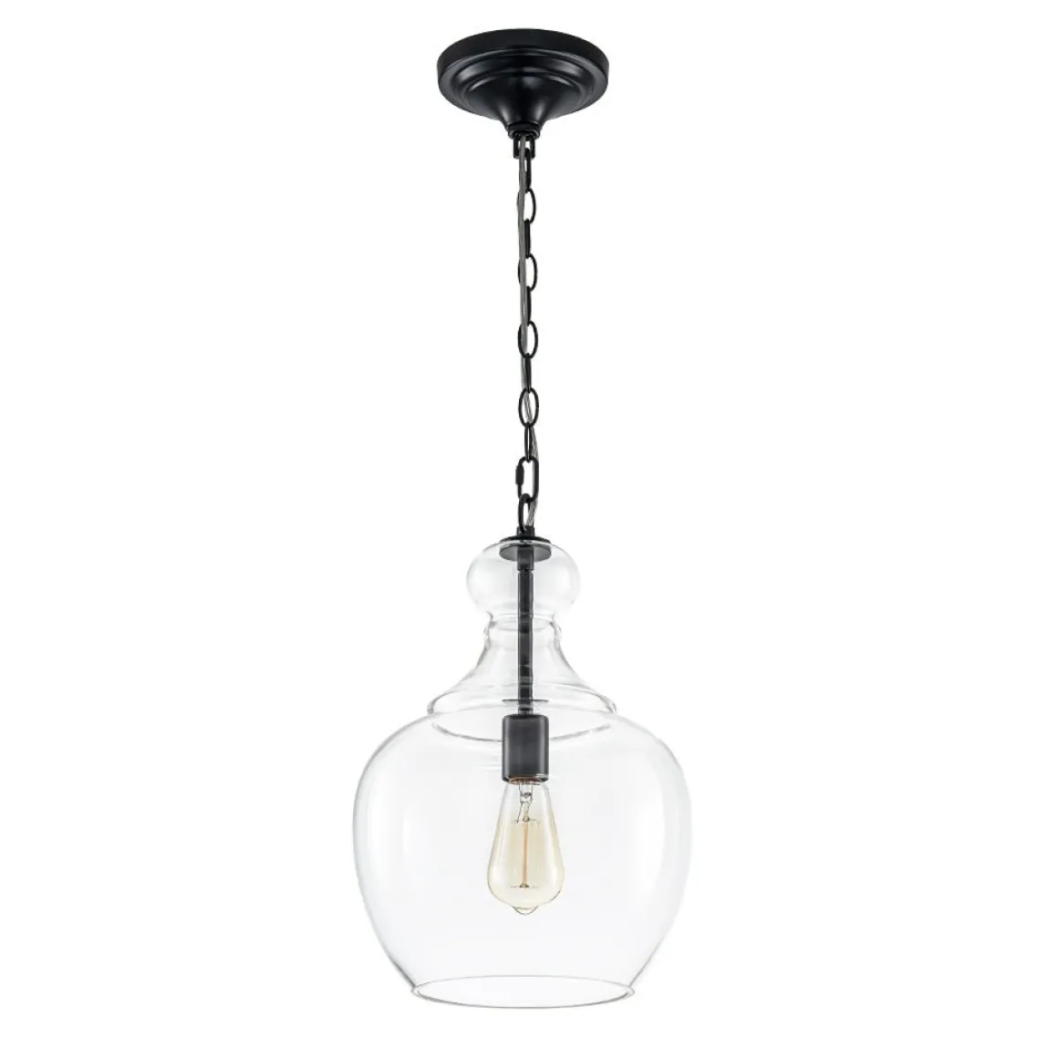 French Farmhouse 1-Light Glass Bell Kitchen Pendant Light