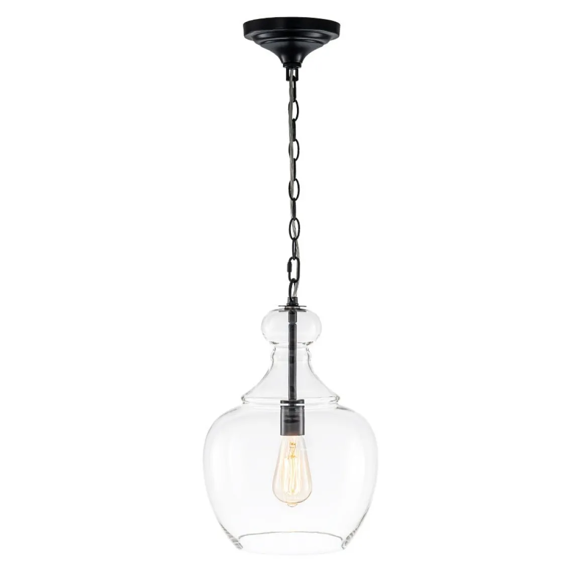 French Farmhouse 1-Light Glass Bell Kitchen Pendant Light