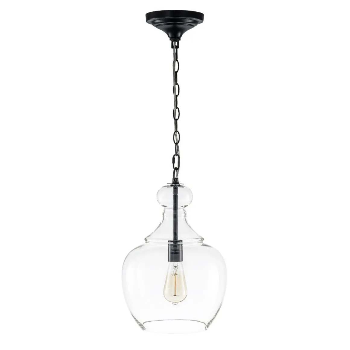 French Farmhouse 1-Light Glass Bell Kitchen Pendant Light