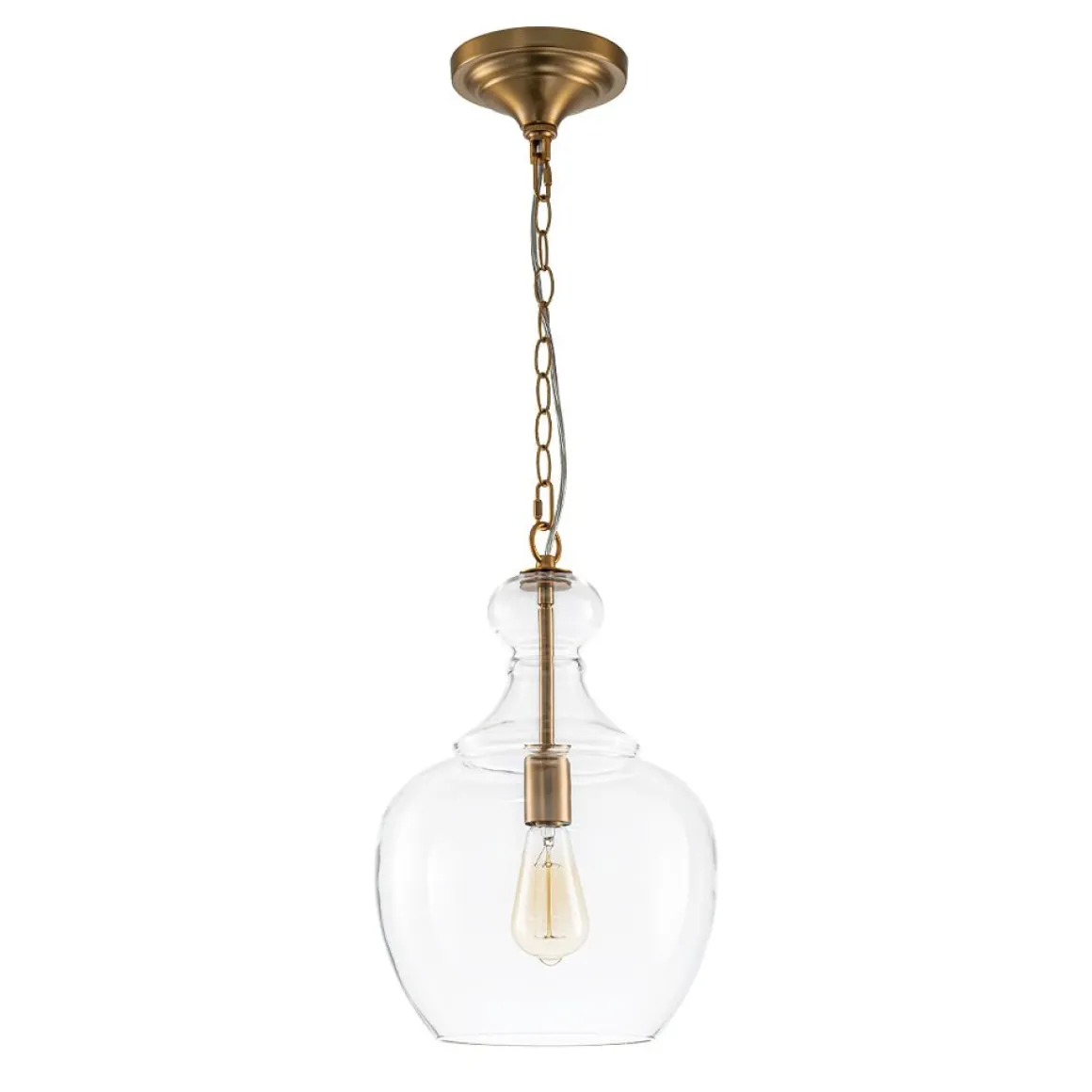 French Farmhouse 1-Light Glass Bell Kitchen Pendant Light