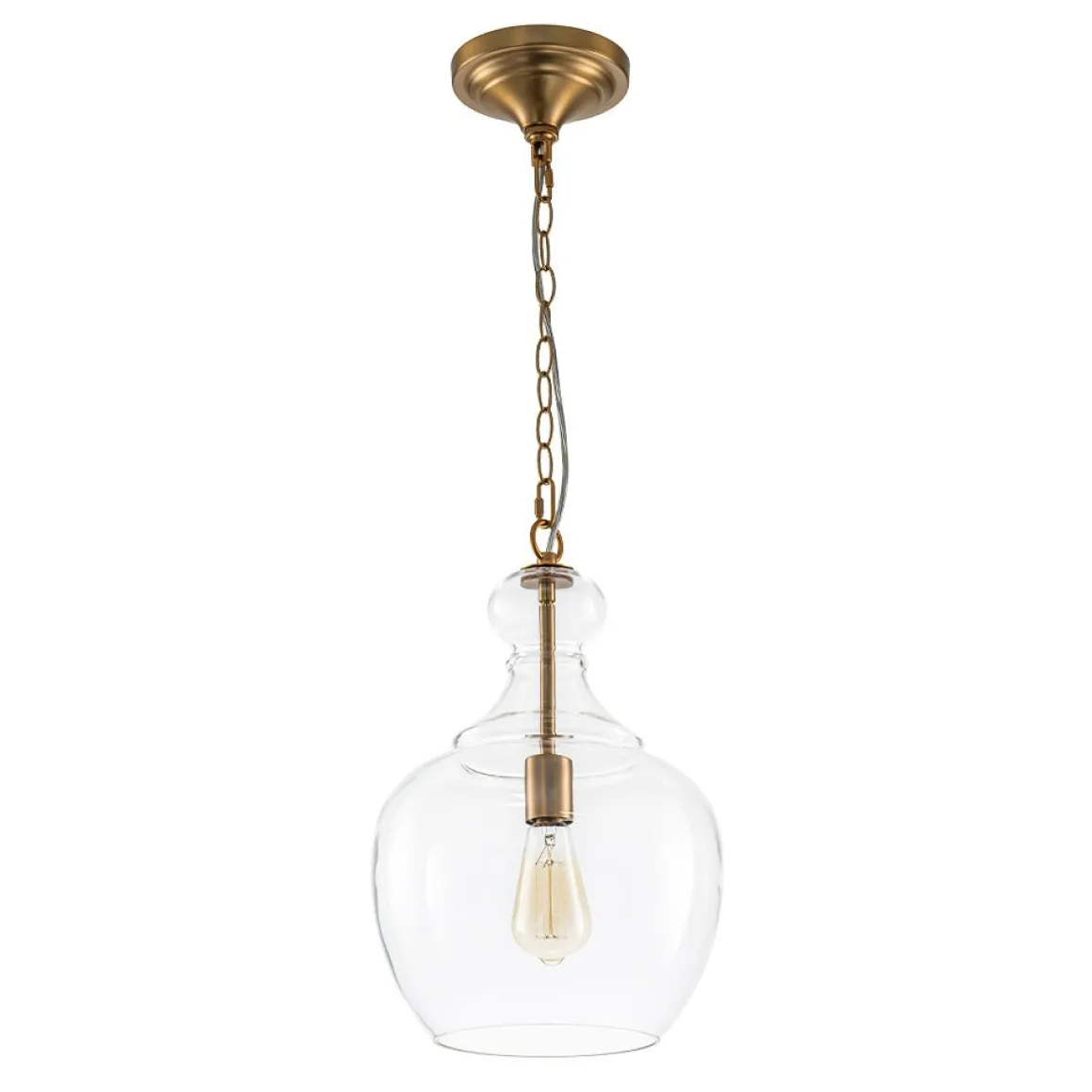 French Farmhouse 1-Light Glass Bell Kitchen Pendant Light