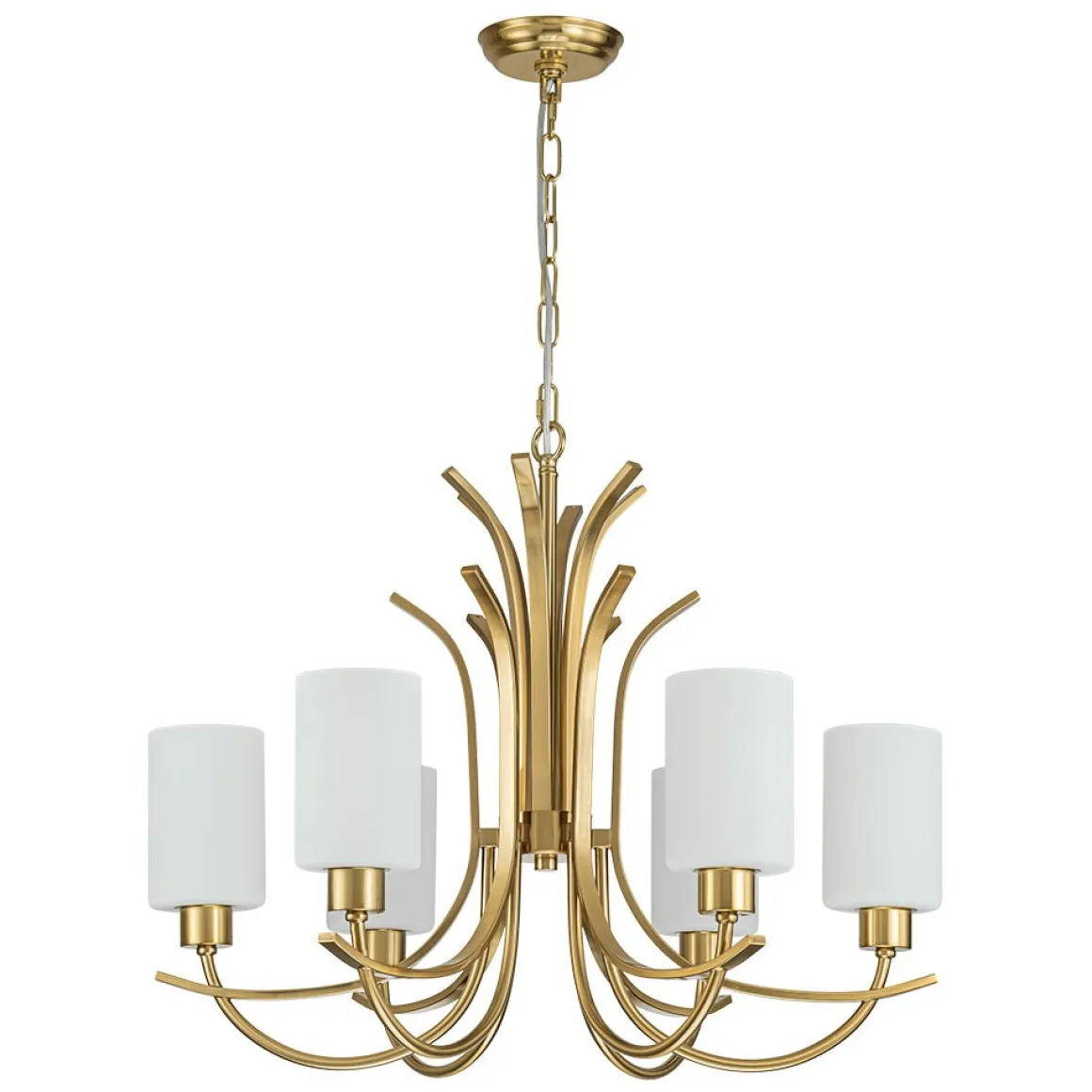 French 6-Light Frosted Glass Shade Scrolling Chandelier