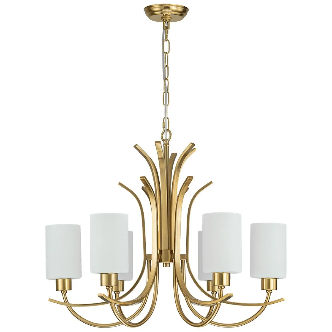French 6-Light Frosted Glass Shade Scrolling Chandelier