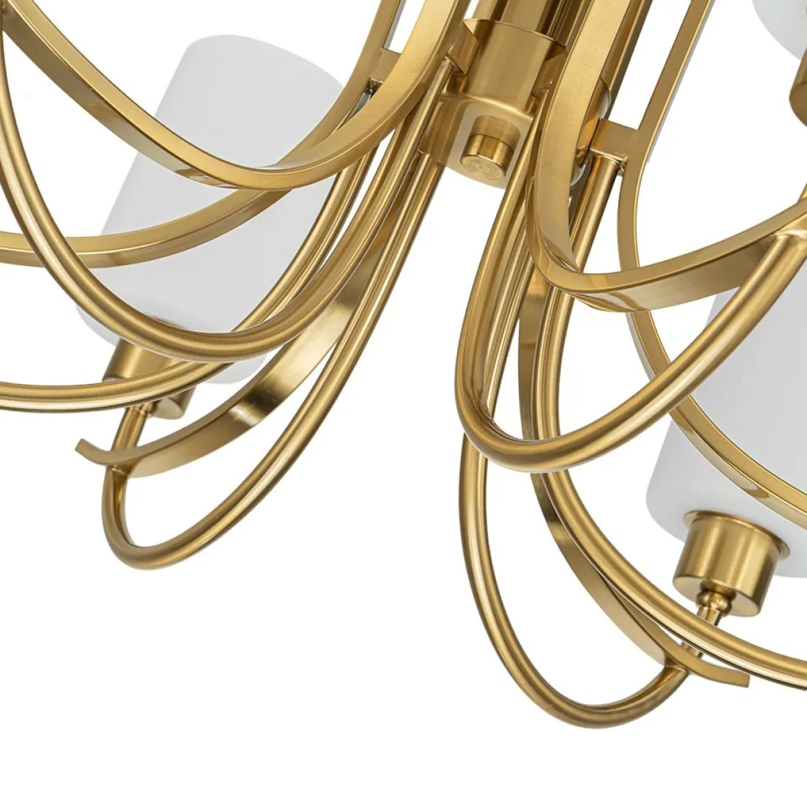 French 6-Light Frosted Glass Shade Scrolling Chandelier