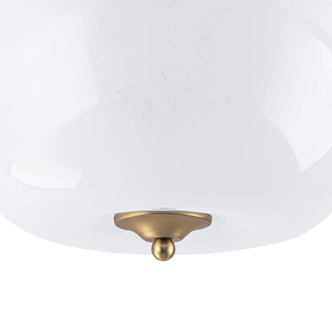 French 3-Light White Clouded Glass Round Semi Flush Mount