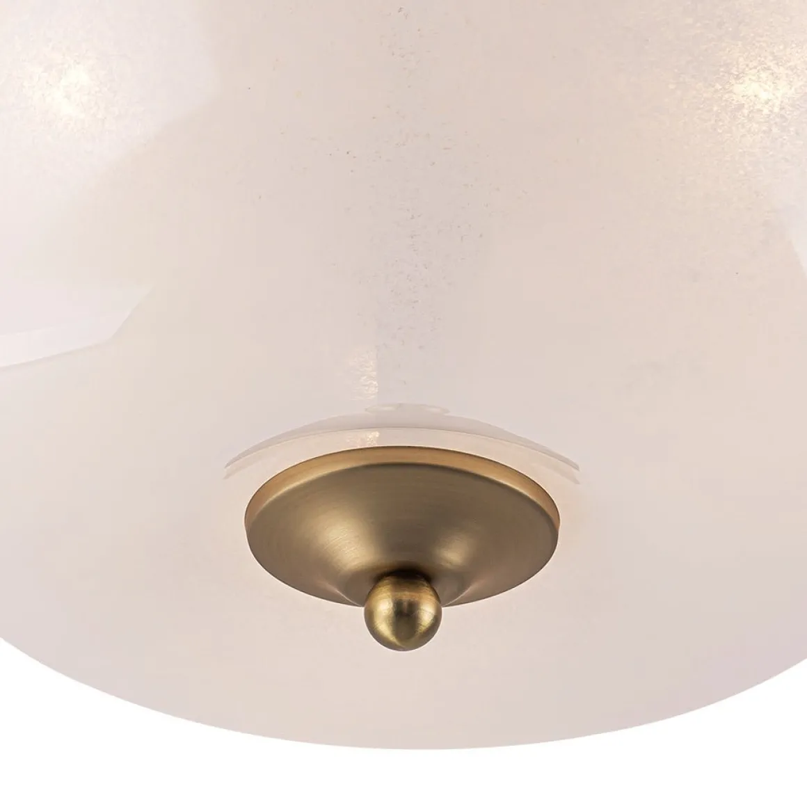 French 3-Light White Clouded Glass Round Semi Flush Mount