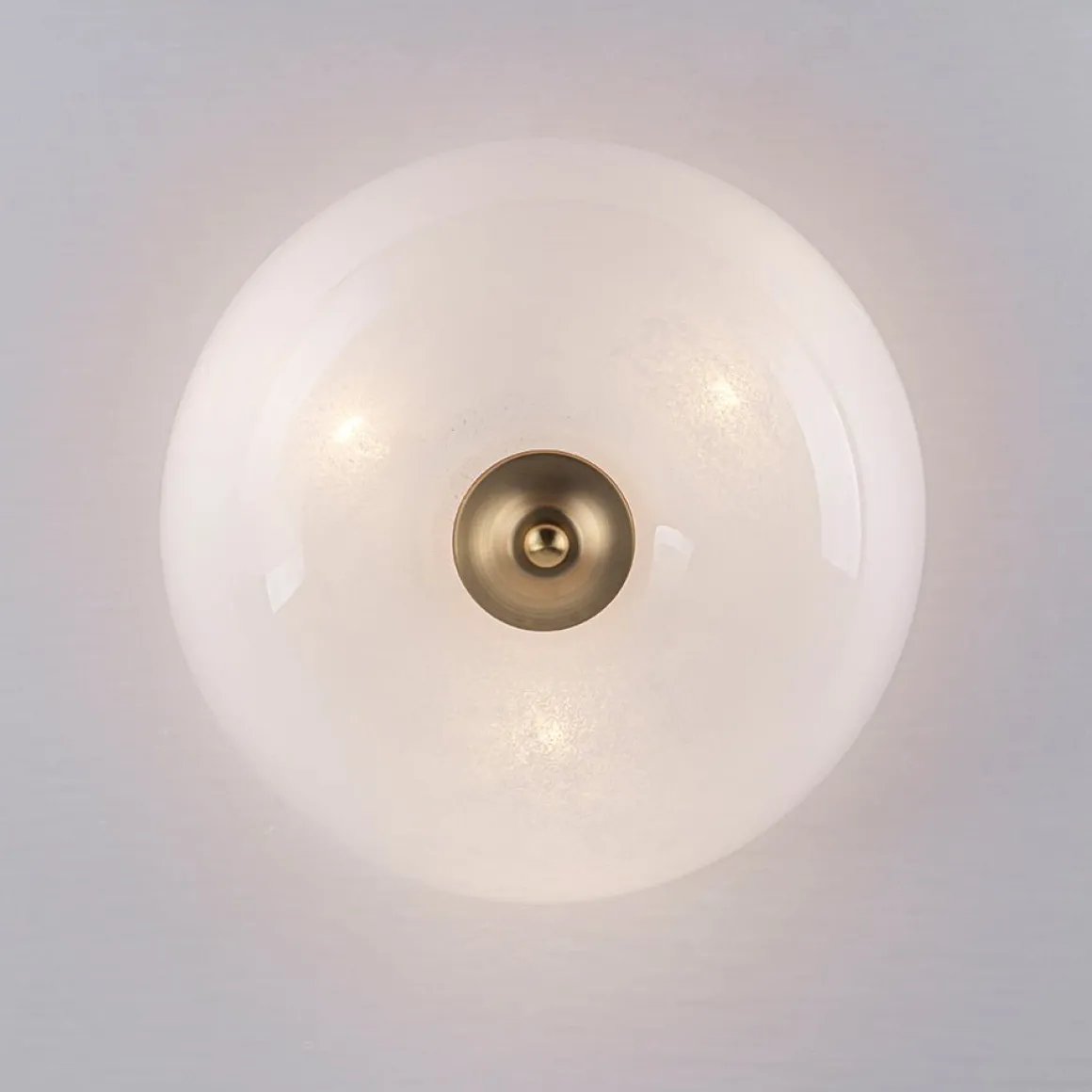French 3-Light White Clouded Glass Round Semi Flush Mount