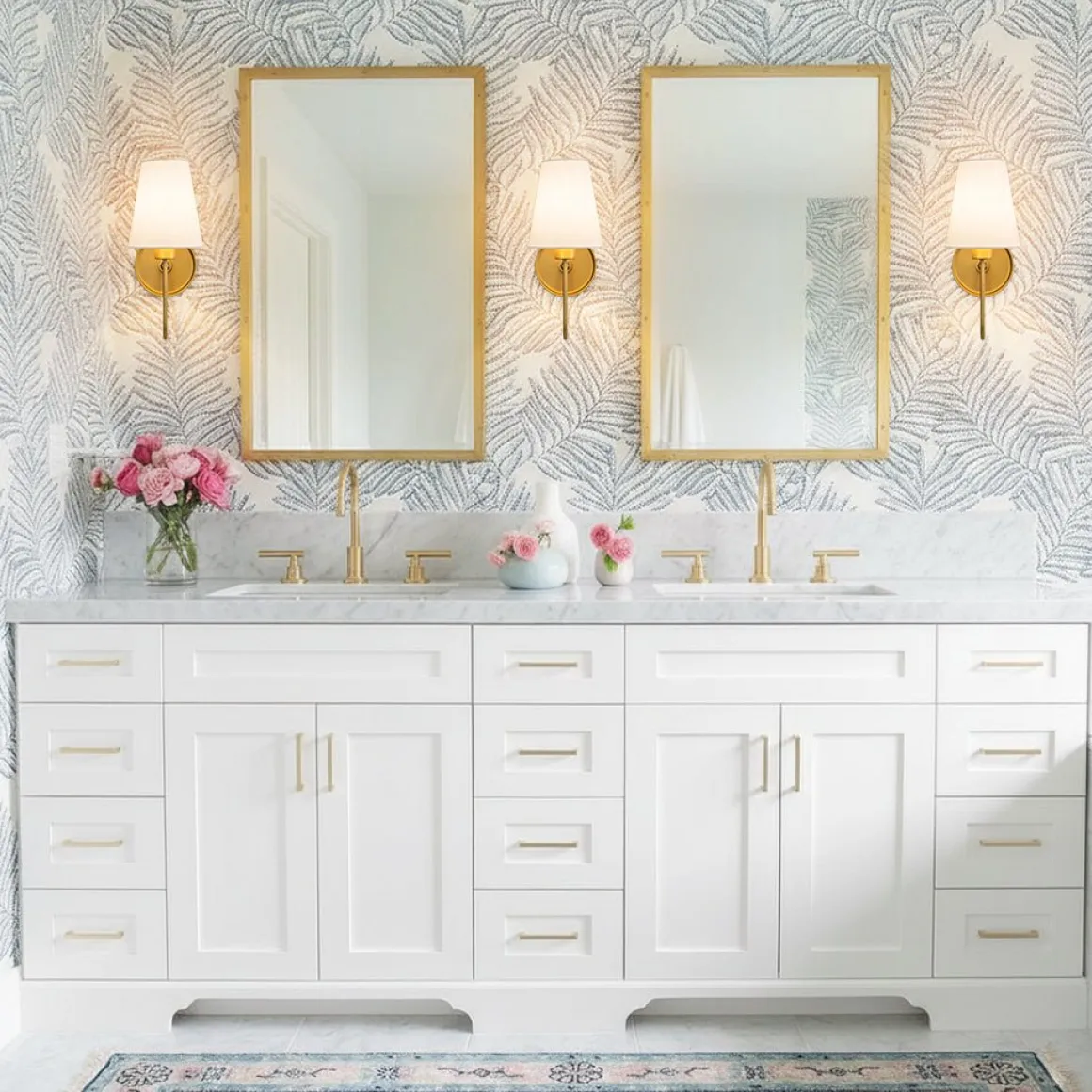 French 1-Light White Linen Conical Vanity Wall Sconce