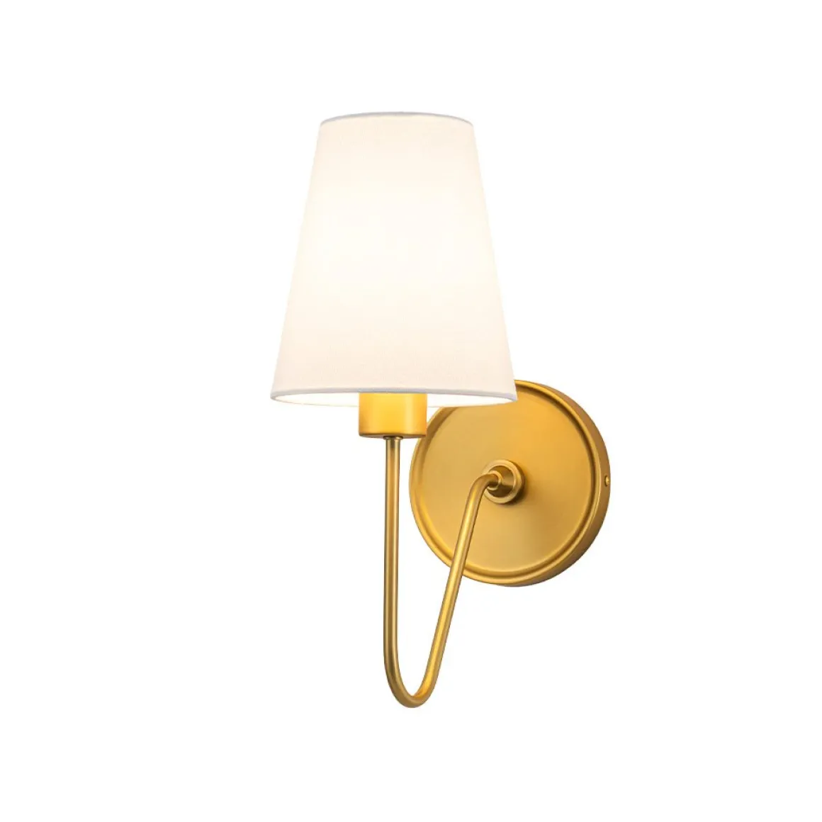French 1-Light White Linen Conical Vanity Wall Sconce
