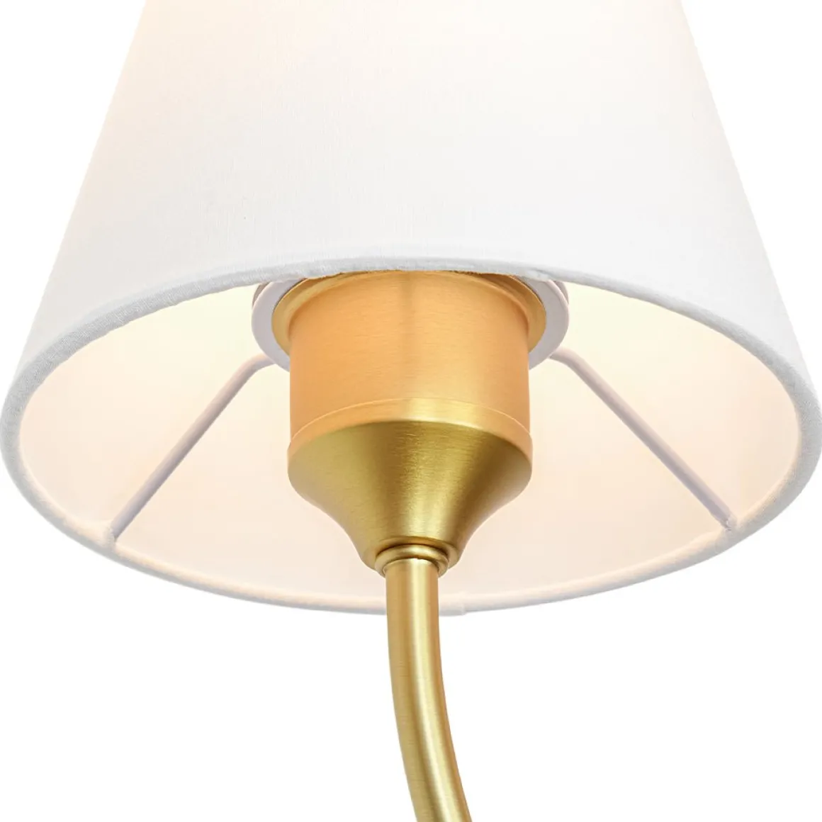 French 2-Light White Linen Conical Vanity Wall Sconce