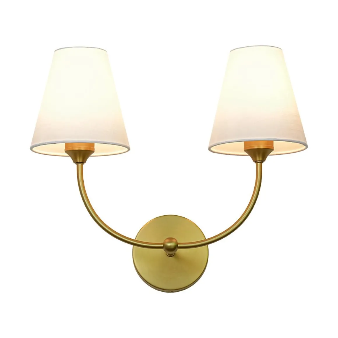 French 2-Light White Linen Conical Vanity Wall Sconce