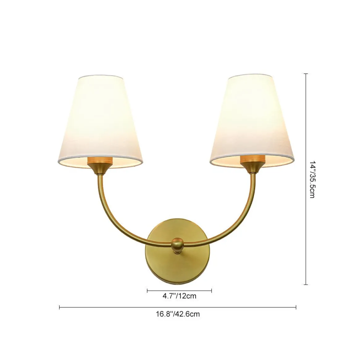 French 2-Light White Linen Conical Vanity Wall Sconce