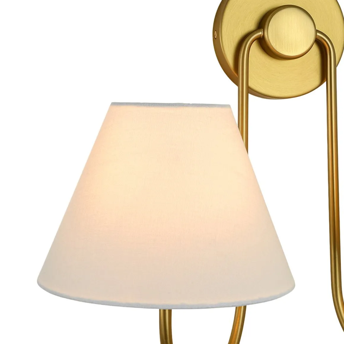 French 2-Light White Linen Conical Vanity Wall Lamp
