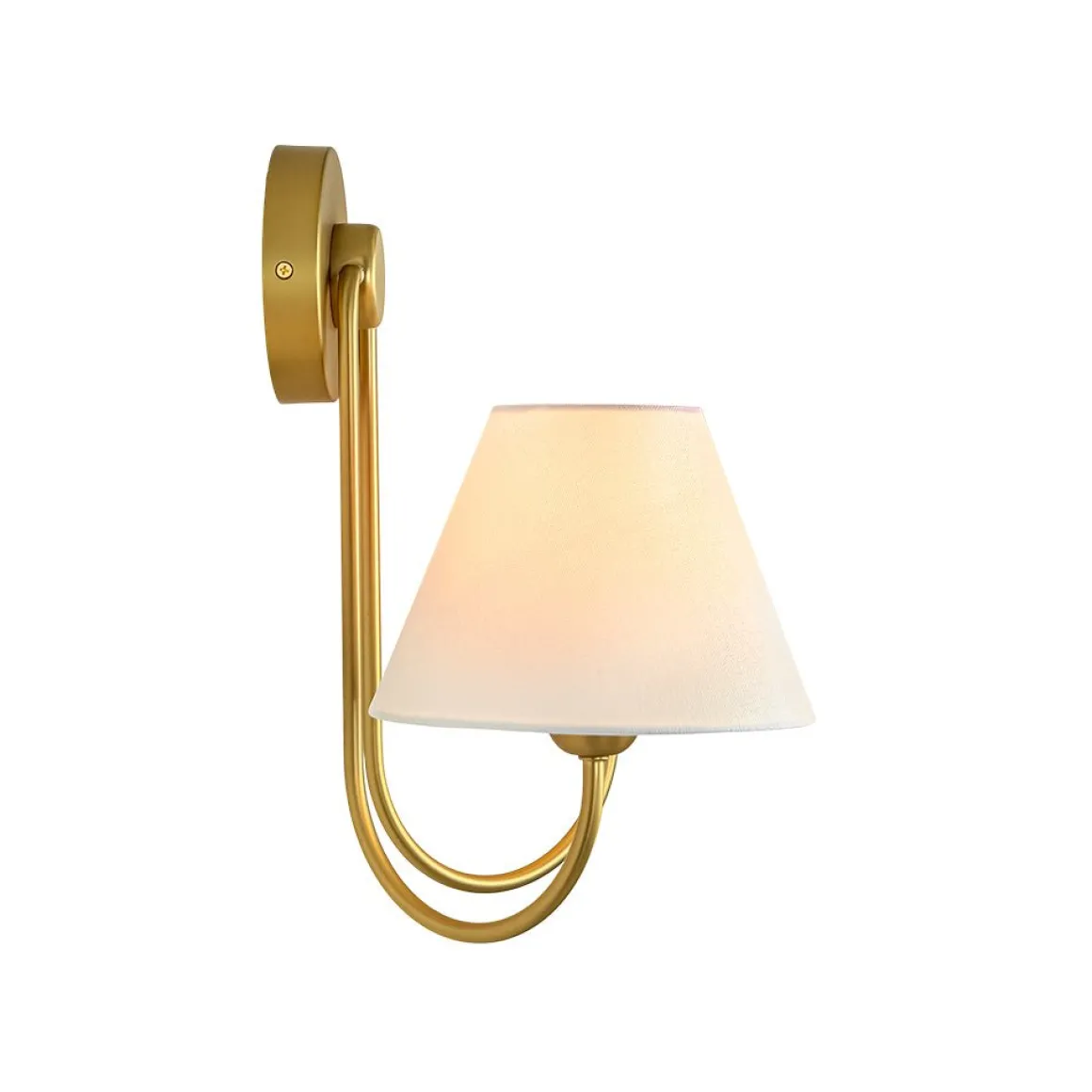 French 2-Light White Linen Conical Vanity Wall Lamp