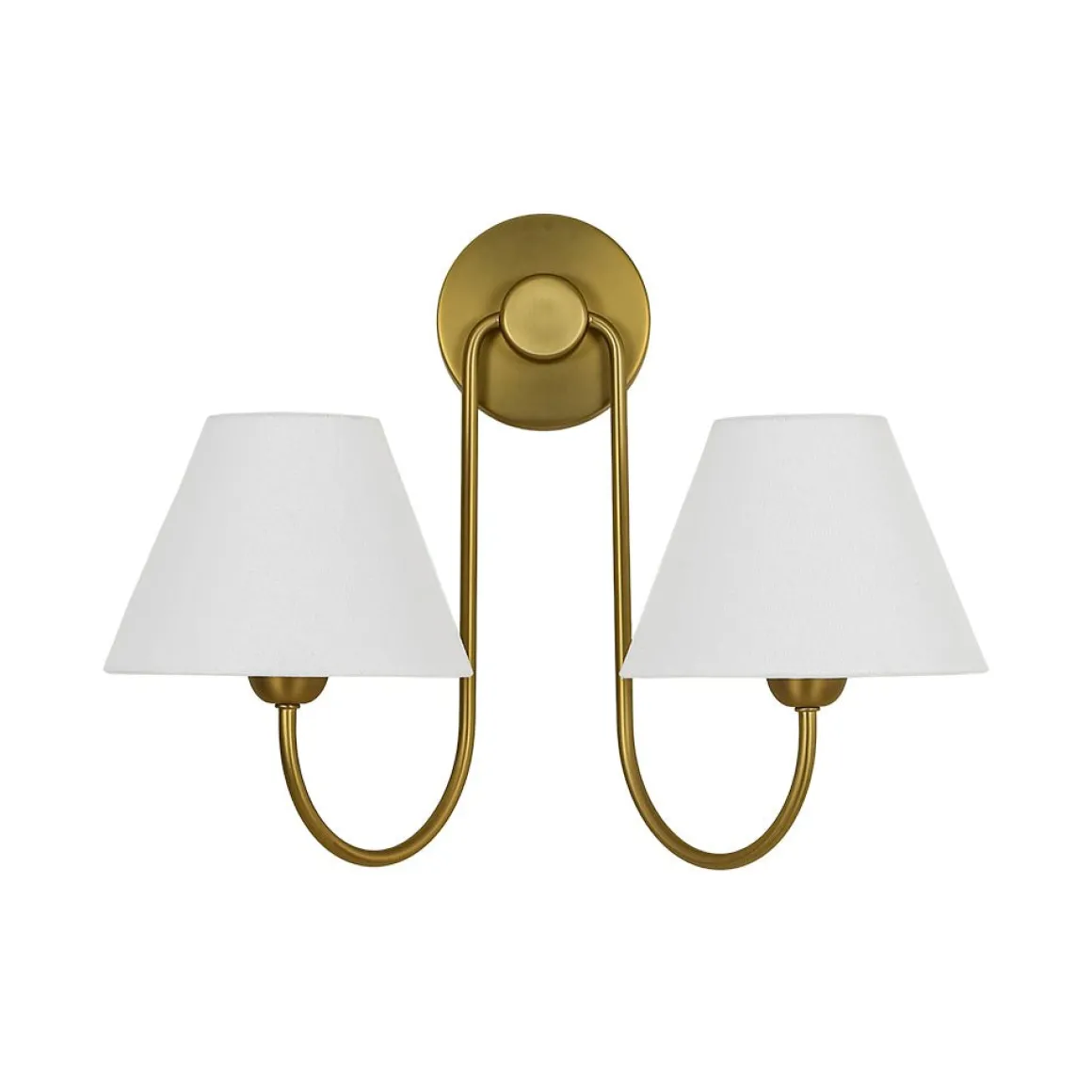 French 2-Light White Linen Conical Vanity Wall Lamp