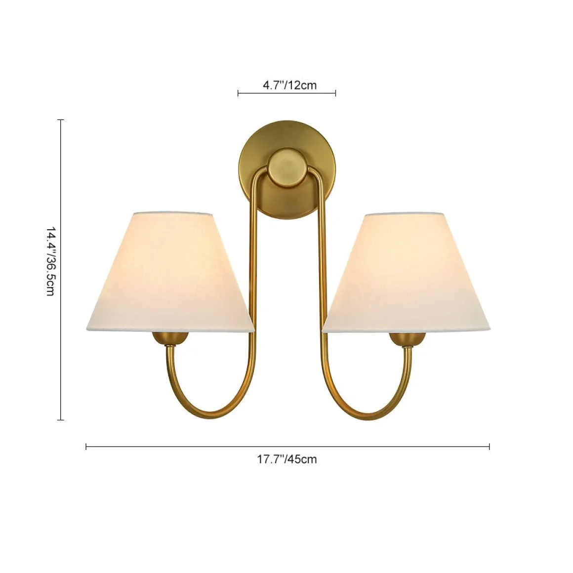 French 2-Light White Linen Conical Vanity Wall Lamp