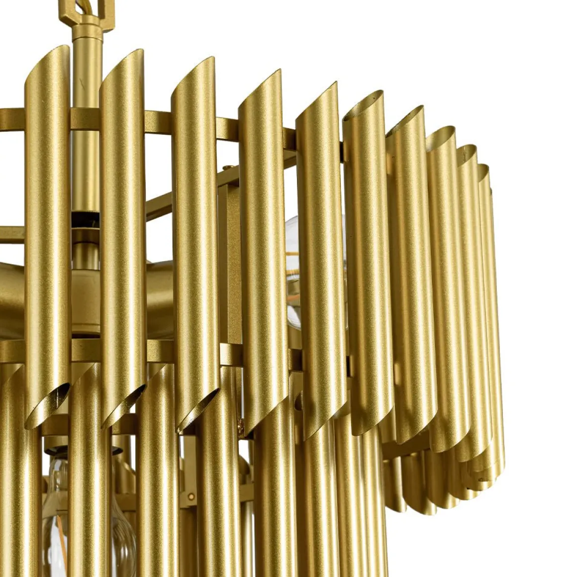 French Luxury Gold 2-Tier Metal Drum Cage Chandelier