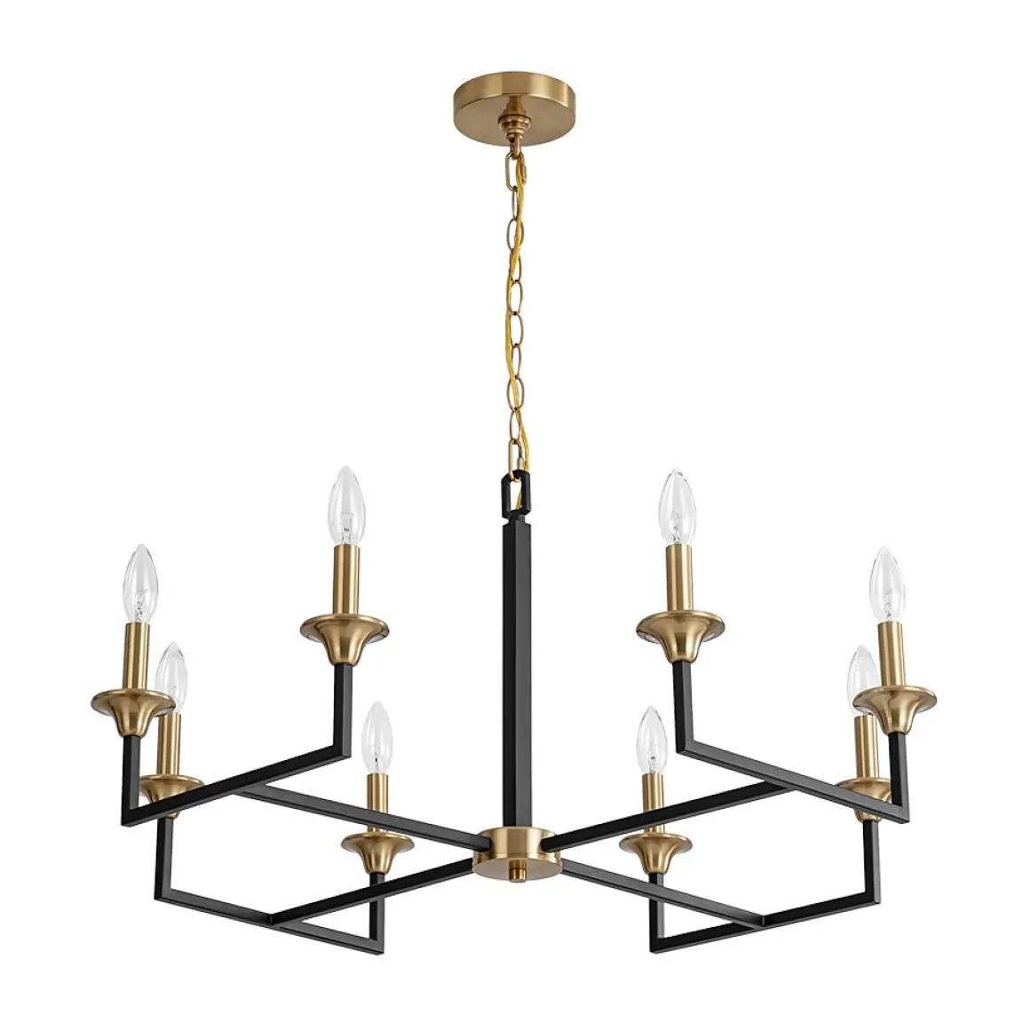 French Modern Iron 8-Light Candle Chandelier