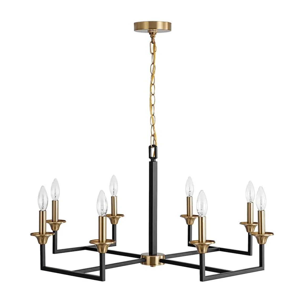 French Modern Iron 8-Light Candle Chandelier