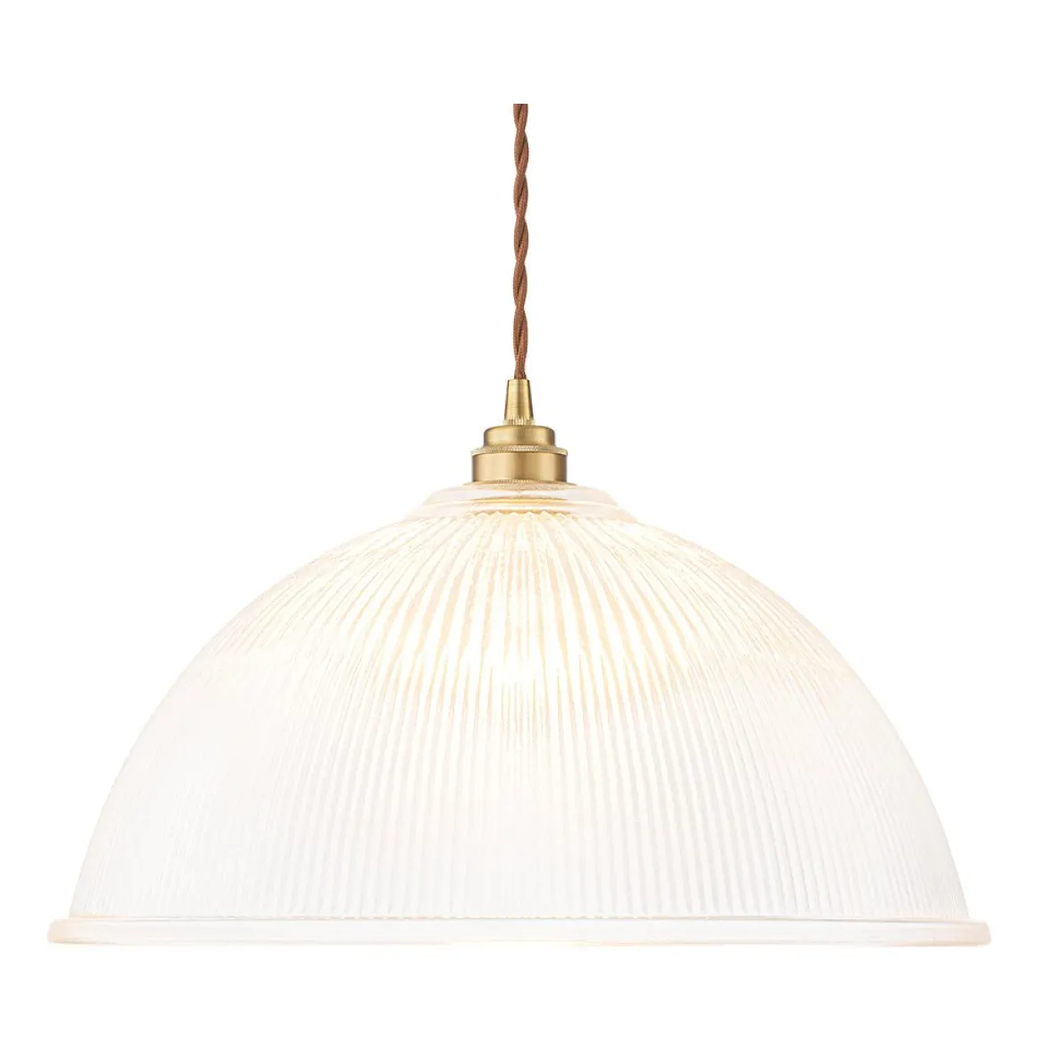 French Retro 1-Light Clear Ribbed Glass Dome Pendant