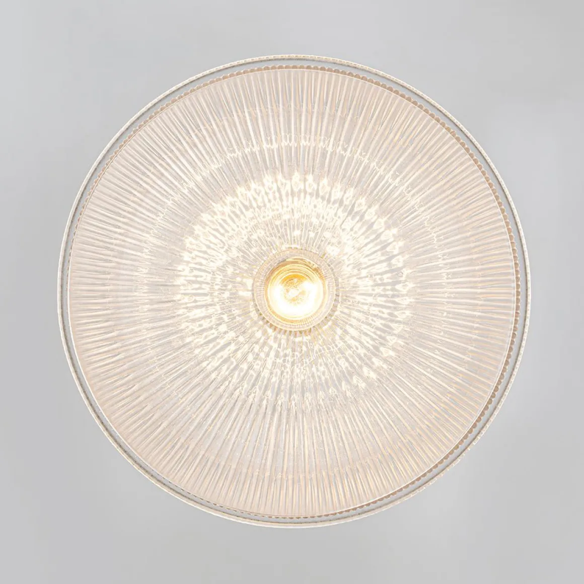French Retro 1-Light Clear Ribbed Glass Dome Pendant