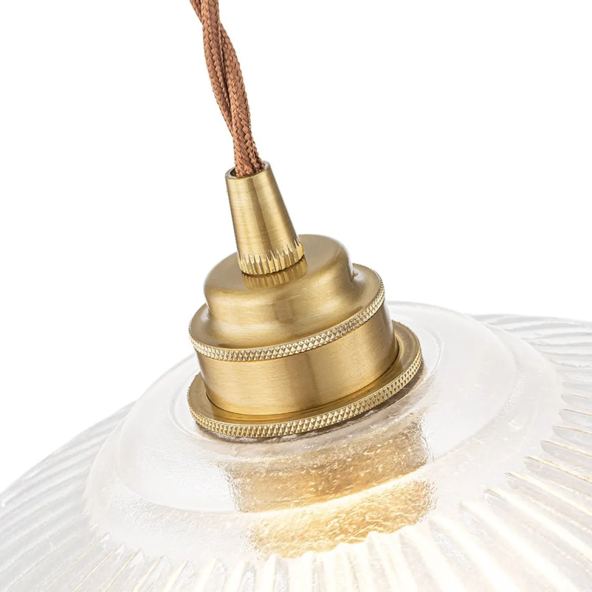 French Retro 1-Light Clear Ribbed Glass Dome Pendant