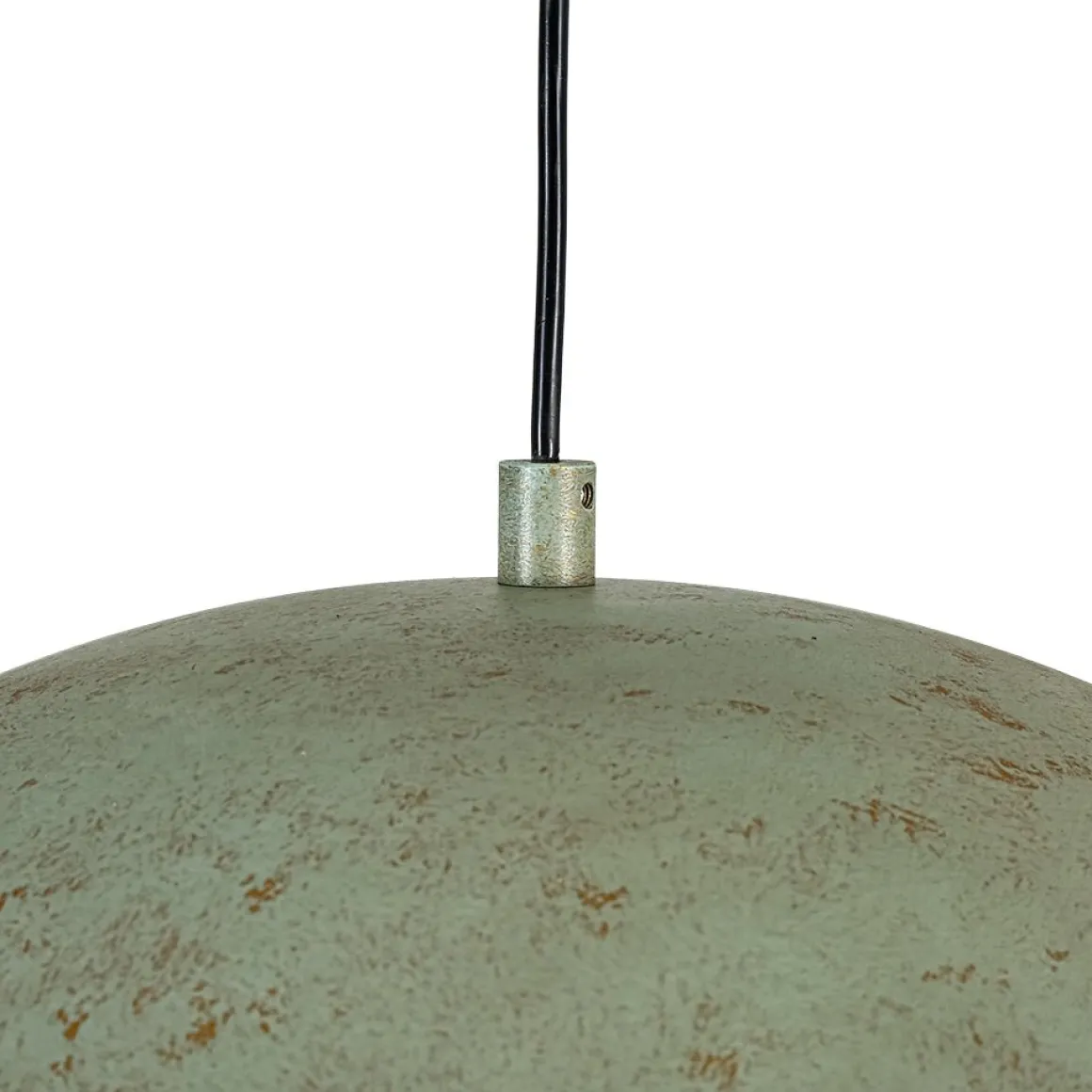 French Shabby Chic Weathered Patina Green Oversized Dome Pendant