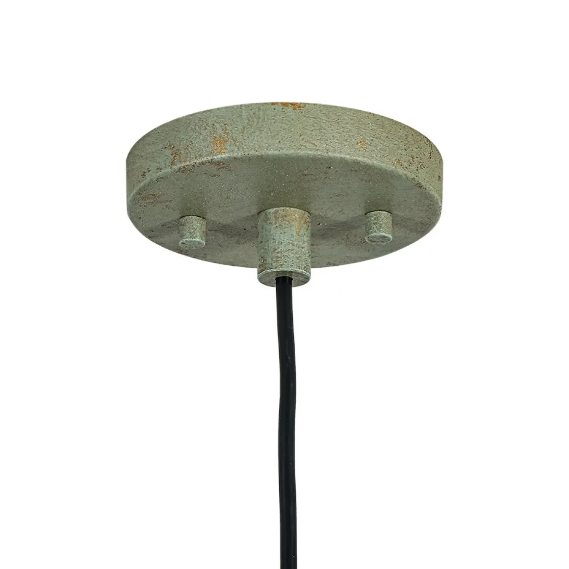 French Shabby Chic Weathered Patina Green Oversized Dome Pendant