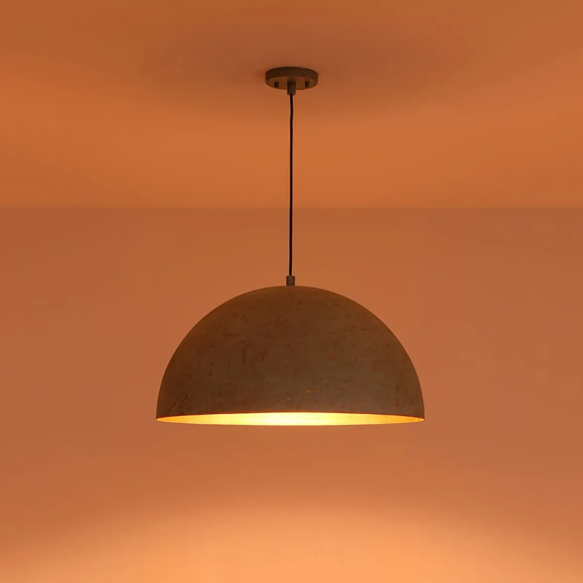 French Shabby Chic Weathered Patina Green Oversized Dome Pendant