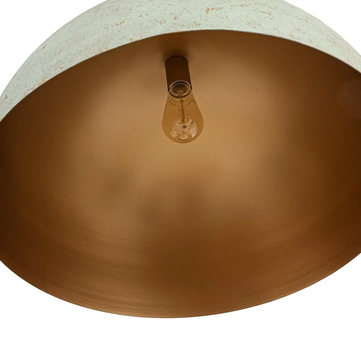 French Shabby Chic Weathered Patina Green Oversized Dome Pendant