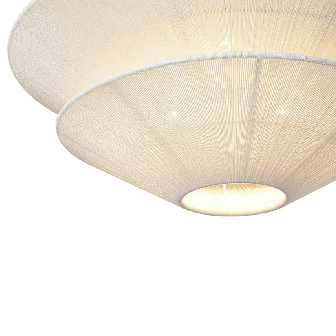 French 2-Tier Beige Woven Thread Cone Round Cage Chandelier