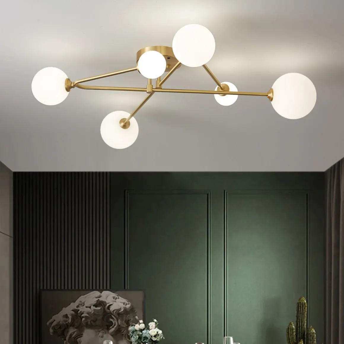 Frosted Bubble Linear Sputnik Semi Flush Mount