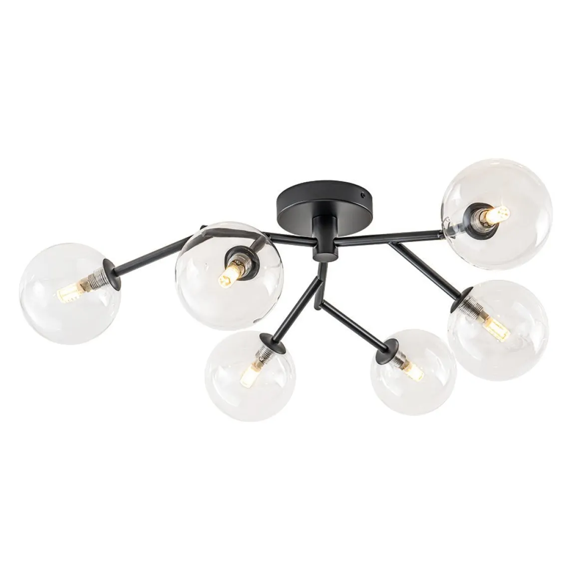 Funky Branch Style 6-Light Clear Glass Bubble Semi Flush Mount