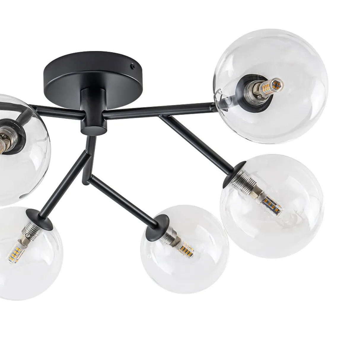 Funky Branch Style 6-Light Clear Glass Bubble Semi Flush Mount