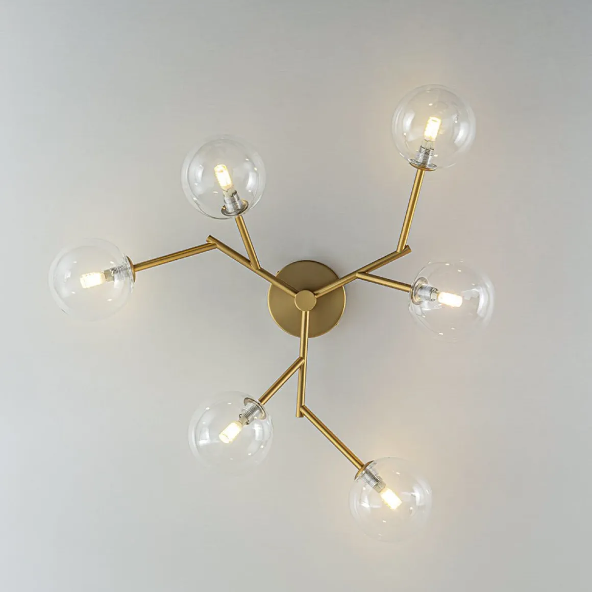 Funky Branch Style 6-Light Clear Glass Bubble Semi Flush Mount