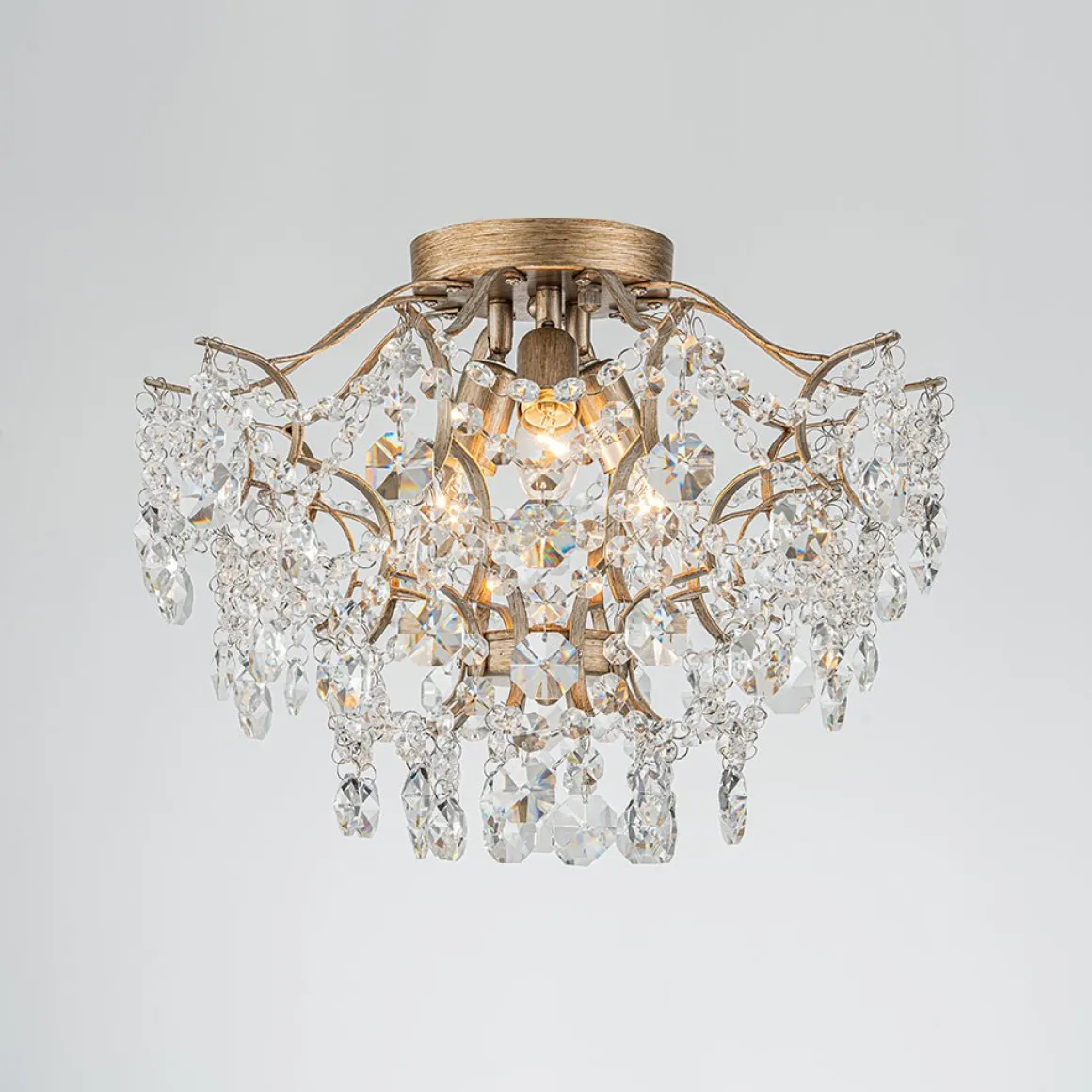 Glam Bloom Draped Crystal Accented Semi Flush Mount
